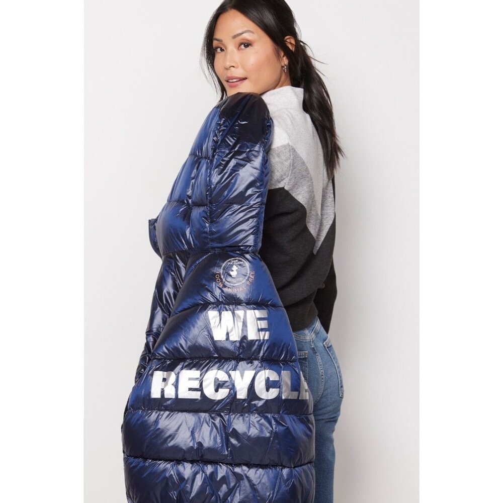 Save The Duck Nicki Short Puffer Coat Blue Women's Size 1 Small New With Tag - Picture 3 of 8